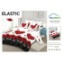 Set Lenjerie Finet 6 Piese cu Cearșaf cu Elastic – Pat Dublu, Alb-Rosu, flori, OLD-148