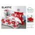 Set Lenjerie Finet 6 Piese cu Cearșaf cu Elastic – Pat Dublu, Alb-Rosu, flori, OLD-153