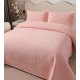 Cuvertura de Pat din Catifea, Uni, 230x250cm, 3 Piese-Roz, CSV 017 Cuverturi Catifea 3 piese