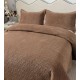Cuvertura de Pat din Catifea, Uni, 230x250cm, 3 Piese-Maro, CSV 019 Cuverturi Catifea 3 piese