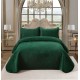 Cuvertura de Pat din Catifea, Uni, 230x250cm, 3 Piese-Verde smarald, CSV 020 Cuverturi Catifea 3 piese