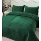 Cuvertura de Pat din Catifea, Uni, 230x250cm, 3 Piese-Verde smarald, CSV 020 Cuverturi Catifea 3 piese