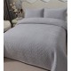 Cuvertura de Pat din Catifea, Uni, 230x250cm, 3 Piese-Gri deschis, CSV 021 Cuverturi Catifea 3 piese