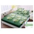 Husa pat cu elastic, Bumbac FINET, 180x200cm, 2 fete de perne 50x70cm, Verde-Alb, flori, HDF-026