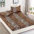 Husa pat cu elastic, Bumbac FINET, 180x200cm, 2 fete de perne 50x70cm, Maro-Bej, animal print, HDF-122