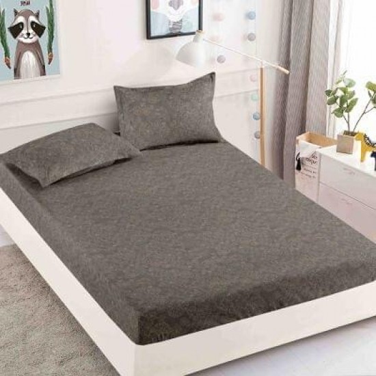 Husa pat cu elastic, Bumbac FINET, 180x200cm, 2 fete de perne 50x70cm, Bej inchis, HDF-154 Huse Finet 180x200cm