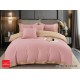 Lenjerie pat dublu, bumbac fin, 6 piese, brodata, Roz-Maro, LFB-044 Lenjerii Brodate