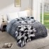 Patura Cocolino dubla si pufoasa perfecta pentru sezonul rece 200 x 230 cm, Gri-Lila, frunze, PCM-050