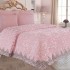Set Cuvertură de lux Matlasată cu dantelă Elegantă, 6 piese, pat 2 persoane, Roz-pudra, CME-005
