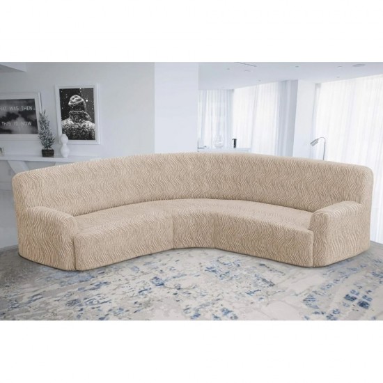 Husa elastica pentru coltar, model Jacquard, Bej, HCJ-045 Huse Jacquard