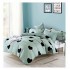 Lenjerie pat dublu, 4 piese, Bumbac Satinat Superior,  Verde-Negru, inimi, OTM-029