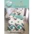 Lenjerie Finet, 4 Piese, Pat 1 persoana, cearsaf cu ELASTIC, Crem-Multicolor, fluturi, LOP-028