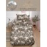 Lenjerie Finet, 4 Piese, Pat 1 persoana, cearsaf cu ELASTIC, Maro-Bej, animal print, LOP-020
