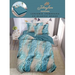 Lenjerie Finet, 4 Piese, Pat 1 persoana, cearsaf cu ELASTIC, Vernil, degrade, LOP-030