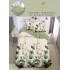 Lenjerie Finet, 4 Piese, Pat 1 persoana, cearsaf cu ELASTIC, Crem-Kaki, frunze, LOP-012