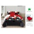 Set Lenjerie de pat din Finet Gros, Cearceaf cu ELASTIC, 6 Piese, Pat 2 Persoane, Negru-Alb, triunghiuri, LDE-116