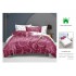 Set Lenjerie de pat din Finet Gros, Cearceaf cu ELASTIC, 6 Piese, Pat 2 Persoane, Bordo-Alb, semiluna, LDE-125