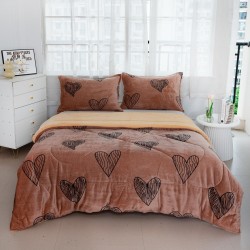 Set Pilota Pufoasa Cocolino, 3 Piese, 200x230 cm, Maro-Bej, inimi, PDC-006