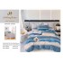 Set Lenjerie de Pat din Finet cu 2 Fete, 6 Piese, Pat 2 Persoane, Albastru-Crem, dungi, LDF-012