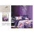 Set Lenjerie de Pat din Bumbac Satinat, 4 Piese, Pat 2 Persoane, Imprimeu 3D Identic cu Poza, Mov-Lila, flori, LSD-009