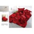 Set Lenjerie de Pat din Bumbac Satinat, 4 Piese, Pat 2 Persoane, Imprimeu 3D Identic cu Poza, Rosu, flori, LSD-020