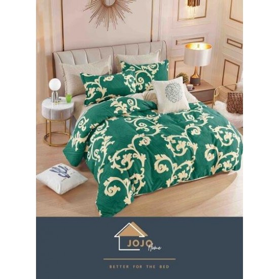 Lenjerie de Pat din Finet, 4 Piese, Pat 1 Persoana, Verde-Galben, frunze, LFS-089 Lenjerii Finet 1 persoana