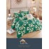Lenjerie de Pat din Finet, 4 Piese, Pat 1 Persoana, Verde-Galben, frunze, LFS-089