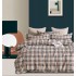 Lenjerie de Pat din Finet, 4 Piese, Pat 1 Persoana, Crem-Bej, patratele, LFS-080