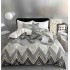Lenjerie de Pat din Finet, 4 Piese, Pat 1 Persoana, Gri-Alb, zig zag, LFS-039