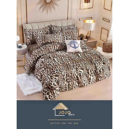 Lenjerie de Pat din Finet, 4 Piese, Pat 1 Persoana, Maro, animal print, LFS-091 Lenjerii Finet 1 persoana
