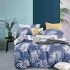 Lenjerie de Pat din Finet, 4 Piese, Pat 1 Persoana, Blue-Alb, frunze, LFS-085