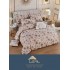 Set Lenjerie de Pat din Finet cu 2 Fete, 6 Piese, Pat 2 Persoane, Maro-Bej, flori, LDF-025