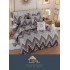 Set Lenjerie de Pat din Finet cu 2 Fete, 6 Piese, Pat 2 Persoane, Bej-Gri, zig zag, LDF-087
