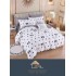 Set Lenjerie de Pat din Finet cu 2 Fete, 6 Piese, Pat 2 Persoane, Alb-Negru, inimioare, LDF-068