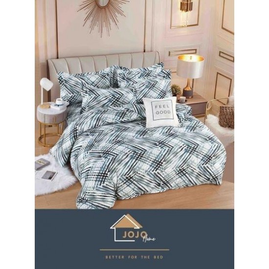 Set Lenjerie de Pat din Finet cu 2 Fete, 6 Piese, Pat 2 Persoane, Alb-Vernil, linii, LDF-092 Lenjerii Finet 6 piese