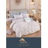 Set Lenjerie de Pat din Finet cu 2 Fete, 6 Piese, Pat 2 Persoane, Alb-Blue, frunze, LDF-066