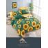 Set Lenjerie de Pat din Finet cu 2 Fete, 6 Piese, Pat 2 Persoane, Verde-Galben, flori, LDF-121
