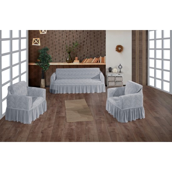 Set huse pentru canapea 3 Locuri si 2 fotolii, cu volanas, model Jacquard, Gri deschis, HCJ-058 Huse Jacquard Set huse pentru canapea 3 Locuri si 2 fotolii, cu volanas, model Jacquard, Gri deschis, HCJ-058 Huse Jacquard