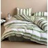 Lenjerie pat dublu, 4 piese, Bumbac Satinat Superior, Verde-Alb, linii, LDBS-281