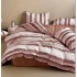 Lenjerie pat dublu, 4 piese, Bumbac Satinat Superior, Maro-Alb, linii, LDBS-283