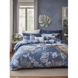 Set pilota de vară cu 2 fețe + 2 fețe de pernă, Albastru-Multicolor, frunze, PMV-003