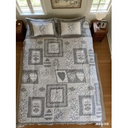 Set pilota de vară cu 2 fețe + 2 fețe de pernă, alb-negru cu accente grafice, PMV-004