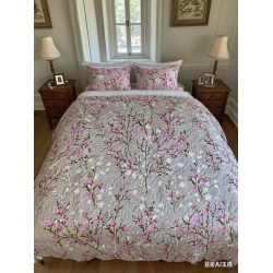 Set pilota de vară cu 2 fețe + 2 fețe de pernă – model floral roz, gri-bej, PMV-010