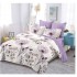 Set Lenjerie de Pat din Finet cu 2 Fete, 6 Piese, Pat 2 Persoane, Alb-Lila, flori, OLD-015