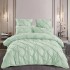Lenjerie pat dublu finet 6 piese cu pliuri și cearceaf cu elastic-Verde pastel, LDI-102