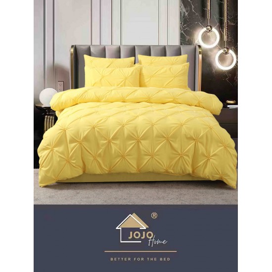 Lenjerie pat dublu finet 6 piese cu pliuri și cearceaf normal-galben pastel, LDI-060 Lenjerii cu Pliuri