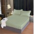 Set cearșaf cu elastic 160x200 cm din damasc finetat + 2 fețe de pernă–verde salvie, LFD-023