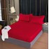 Set cearșaf cu elastic 160x200 cm din damasc finetat + 2 fețe de pernă–rosu, LFD-007