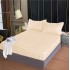 Set cearșaf cu elastic 160x200 cm din damasc finetat + 2 fețe de pernă–bej cald, LFD-010