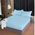 Set cearșaf cu elastic 160x200 cm din damasc finetat + 2 fețe de pernă–blue, LFD-012